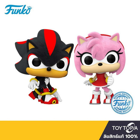 Funko POP! (76789) - Shadow & Amy Rose Flocked ver. (Exclusive) POP! Games: Sonic the Hedgehog (Pack 2)