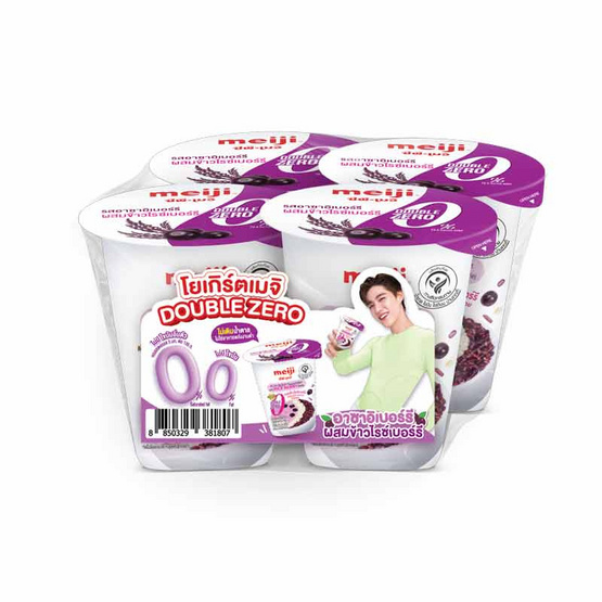 โยเกิร์ตเมจิ 135 กรัม ไขมัน 0% แพ็ก 4 รสอาซาอิเบอร์รี่