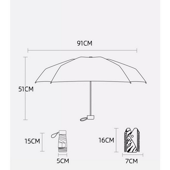 Namiko Umbrella ร่มกันแดด น้ำหนักเบา 190 G เท่า iphone 15 pro พร้อมกระเป๋าสายคล้อง ป้องกันยูวี 99.9%
รุ่น PFU1