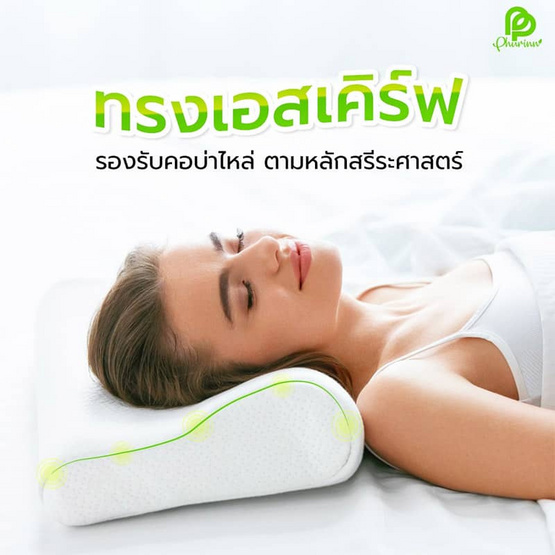 Phurinn หมอนยางพารา หมอนสุขภาพ ไม่ปวดคอ ลดกรน ออฟฟิตซินโดรม รุ่น 002CT