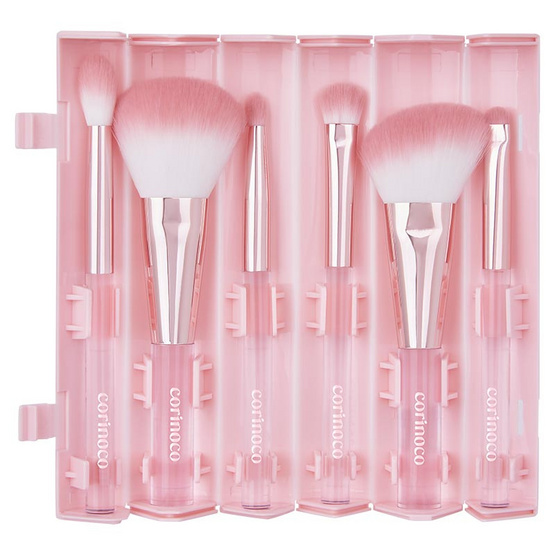 Coringco เซ็ทแปรงแต่งหน้า Pink Roll Make Up Brush Set (6 ชิ้น/ชุด)