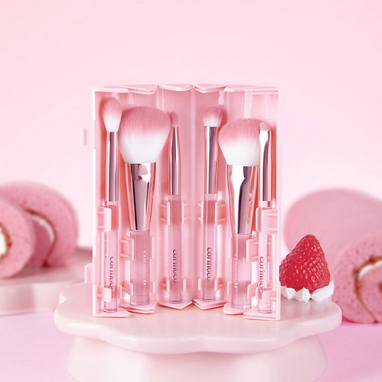 Coringco เซ็ทแปรงแต่งหน้า Pink Roll Make Up Brush Set (6 ชิ้น/ชุด)