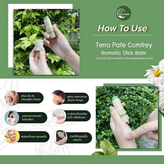 Terra Pafe Comfrey Herbal Balm เทอร่า พาเฟ่ บาล์มสมุนไพร 7 กรัม Terra Pafe Comfrey Herbal Balm เทอร่า พาเฟ่ บาล์มสมุนไพร 7 กรัม