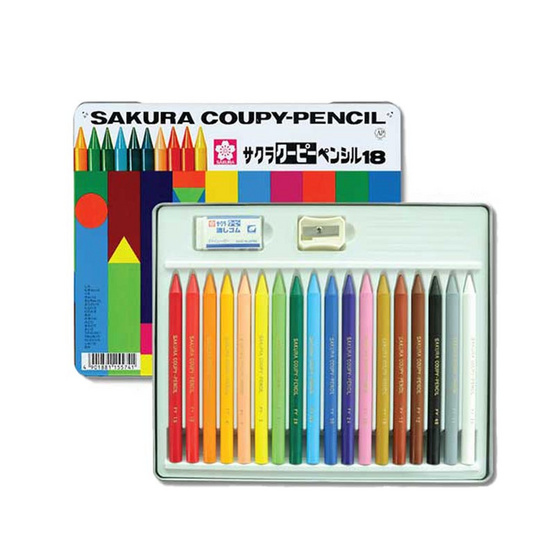 SAKURA ดินสอสี COUPY PENCIL 18 สี กล่องเหล็ก FY-18