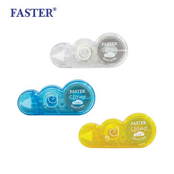 FASTER เทปลบคำผิด Cloud คละสี C661 (กล่อง 12 ชิ้น)