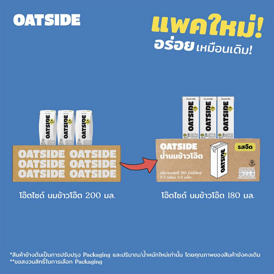 นมโอ๊ตไซด์ นมข้าวโอ๊ต รสออริจินัล 180 มล. (ยกลัง 24 กล่อง)