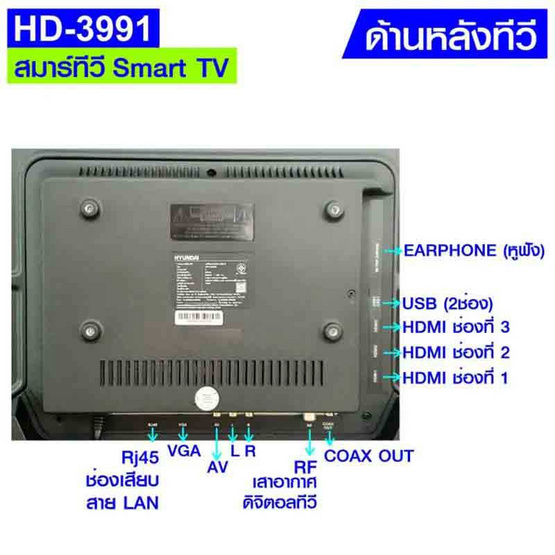 HYUNDAI TV by SKG ทีวี ฮุนได LED Digital TV HD 39 นิ้ว สมาร์ททีวี Smart รุ่น HD-3991 