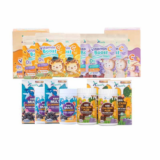 Klarins Kids เซ็ตทดลอง Multi Elderberry 2+Calcium 2+วิตามินซี กลิ่นองุ่น 3 และกลิ่นส้ม 3