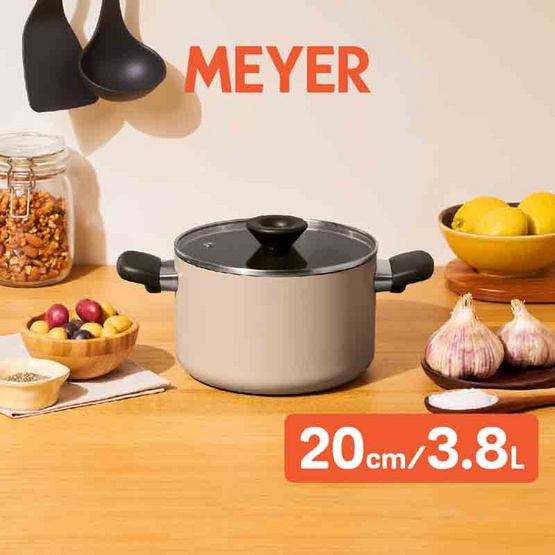 MEYER Bauhaus หม้อต้ม 2 หู ขนาด 20 ซม.3.8 ลิตร พร้อมฝา Stockpot (13768-TE12)