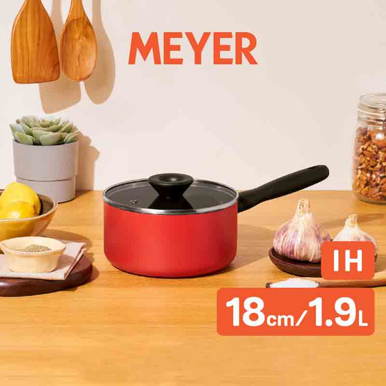 MEYER Bauhaus Induction หม้อมีด้ามจับ ขนาด 18 ซม.1.9 ลิตร พร้อมฝา Saucepan (14201-TE12)