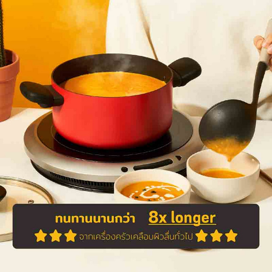 MEYER Bauhaus Induction หม้อตุ๋น 2 หู ขนาด 24 ซม.5.2 ลิตร พร้อมฝา Casserole (14202-TE12)