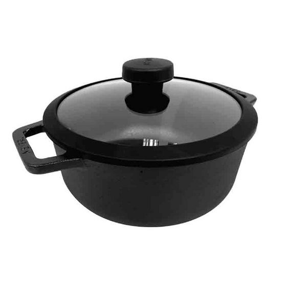 MEYER CAST IRON 20CM หม้อเหล็กหล่อ 2 หู พร้อมฝาแก้ว SAUTEUSE WITH GLASS LID (48240-C)