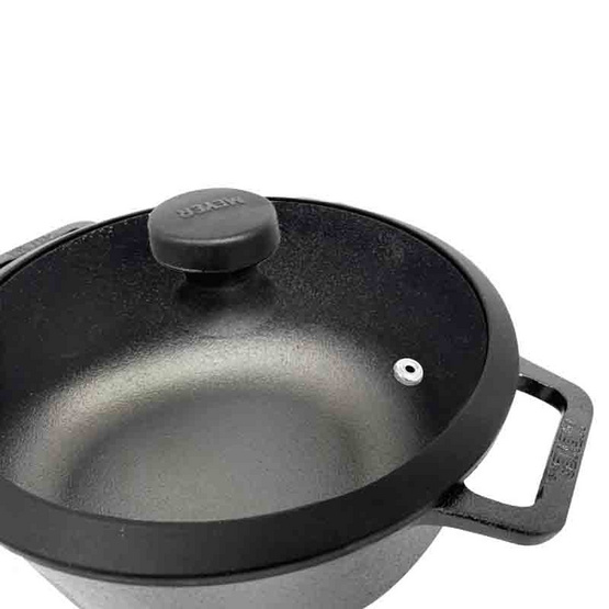 MEYER CAST IRON 24CM หม้อเหล็กหล่อ 2 หู พร้อมฝาแก้ว SAUTEUSE WITH GLASS LID (48241-C)