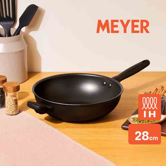 MEYER กระทะผัดทรงลึก hard-anodize ขนาด 28 ซม. Stirfry (85078-TE12)