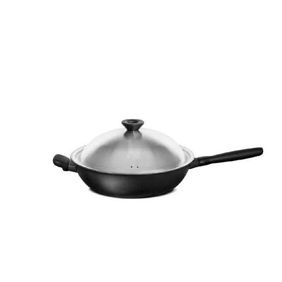 MEYER กระทะทรงจีน hard-anodize ขนาด 30 ซม. พร้อมฝา Wok/Stirfry (85083-TE12)