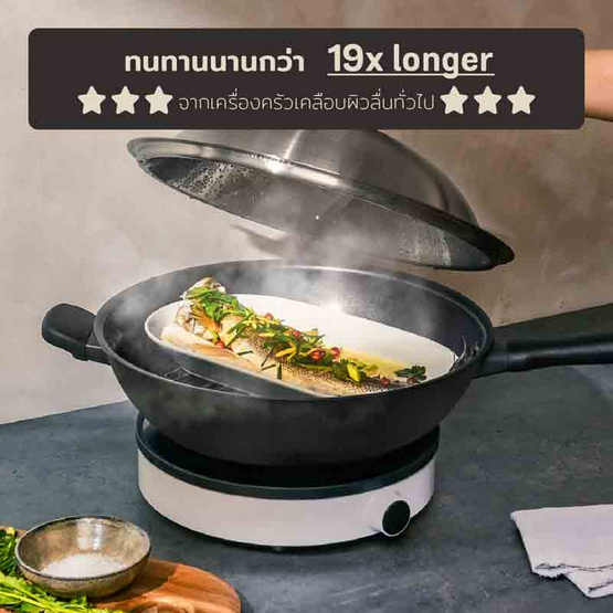 MEYER กระทะทรงจีน hard-anodize ขนาด 30 ซม. พร้อมฝา Wok/Stirfry (85083-TE12)