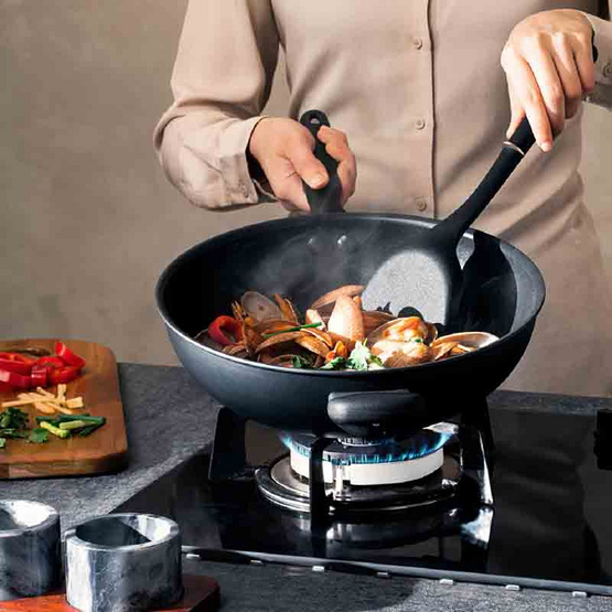 MEYER กระทะทรงจีน hard-anodize ขนาด 30 ซม. พร้อมฝา Wok/Stirfry (85083-TE12)