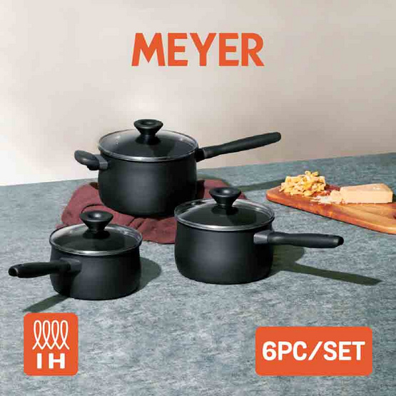 MEYER ชุดหม้อมีด้ามจับพร้อมฝารวม 6 ชิ้น ขนาด 16, 18, 20 ซม. (85087-TE12)