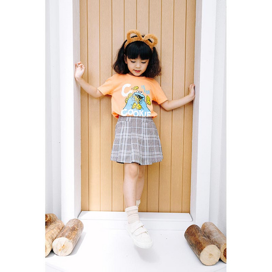 Sesame x Noproblemkidswear ลาย C is for Cookie สีส้มแอปริคอต