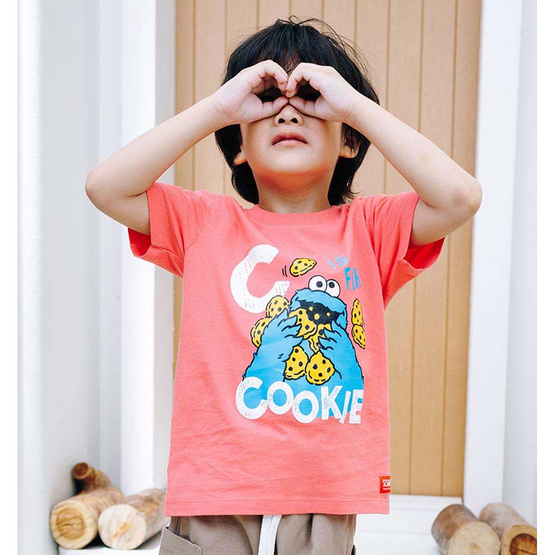 Sesame x Noproblemkidswear ลาย C is for Cookie สีแดงเรเดี้ยน