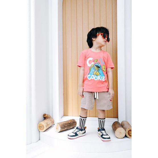 Sesame x Noproblemkidswear ลาย C is for Cookie สีแดงเรเดี้ยน