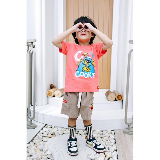 Sesame x Noproblemkidswear ลาย C is for Cookie สีแดงเรเดี้ยน