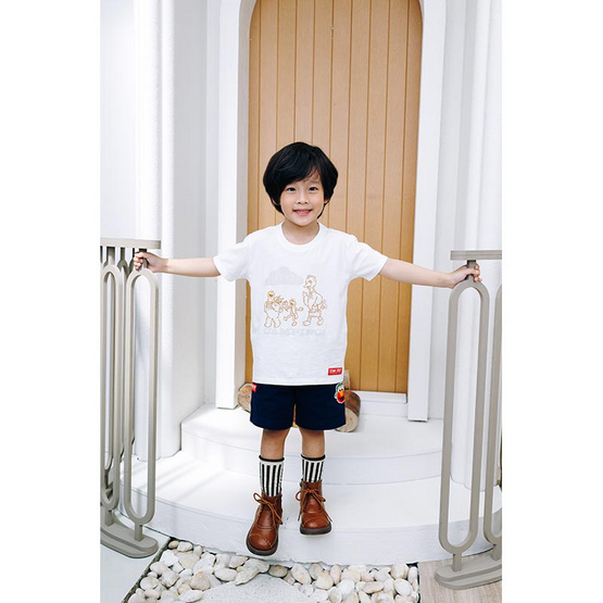 Sesame x Noproblemkidswear ลาย Let's go Camping สีขาว