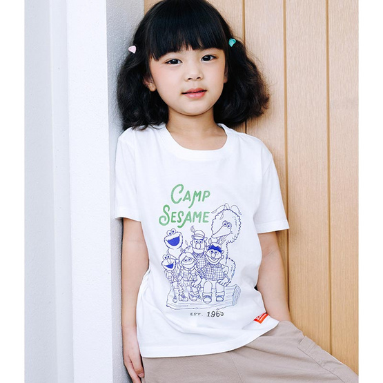 Sesame x Noproblemkidswear ลาย Camp Sesame สีขาว