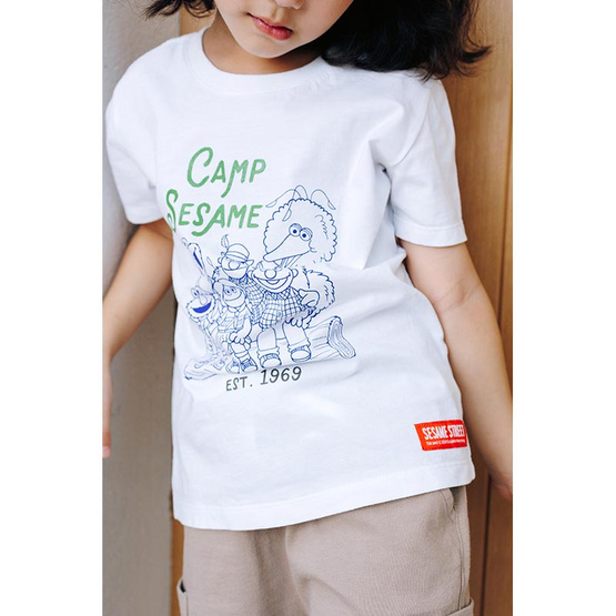 Sesame x Noproblemkidswear ลาย Camp Sesame สีขาว