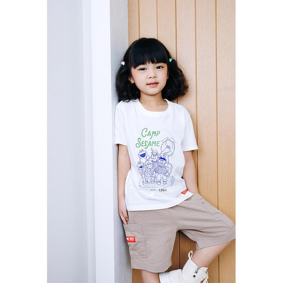 Sesame x Noproblemkidswear ลาย Camp Sesame สีขาว