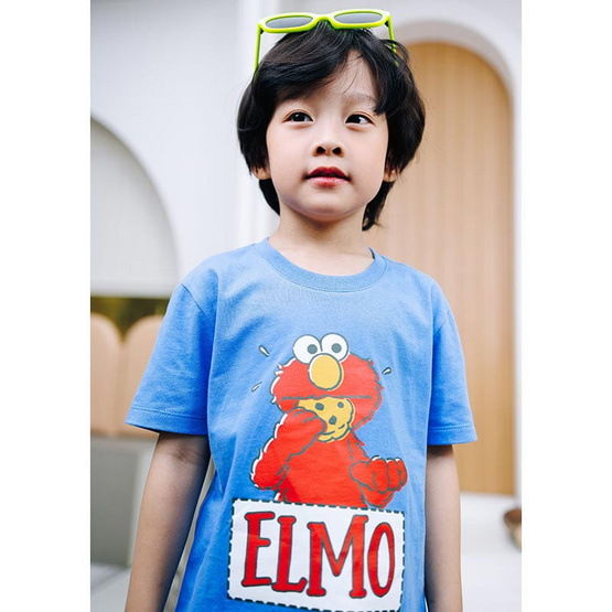 Sesame x Noproblemkidswear ลาย Cookie and Elmo สีน้ำเงินแพชชั่น