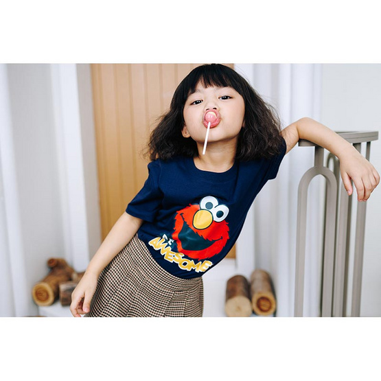 Sesame x Noproblemkidswear ลาย Be Awesome สีน้ำเงินมิดไนท์