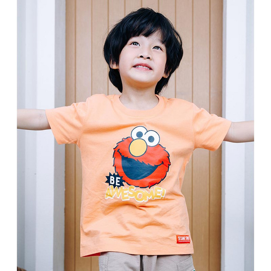 Sesame x Noproblemkidswear ลาย Be Awesome สีส้มแอปริคอต