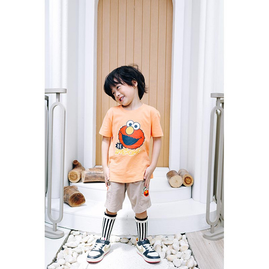 Sesame x Noproblemkidswear ลาย Be Awesome สีส้มแอปริคอต