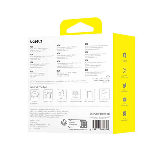 Baseus หูฟังบลูทูธแบบ True Wireless รุ่น Bowie E16