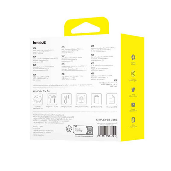 Baseus หูฟังบลูทูธแบบ True Wireless รุ่น Bowie E16