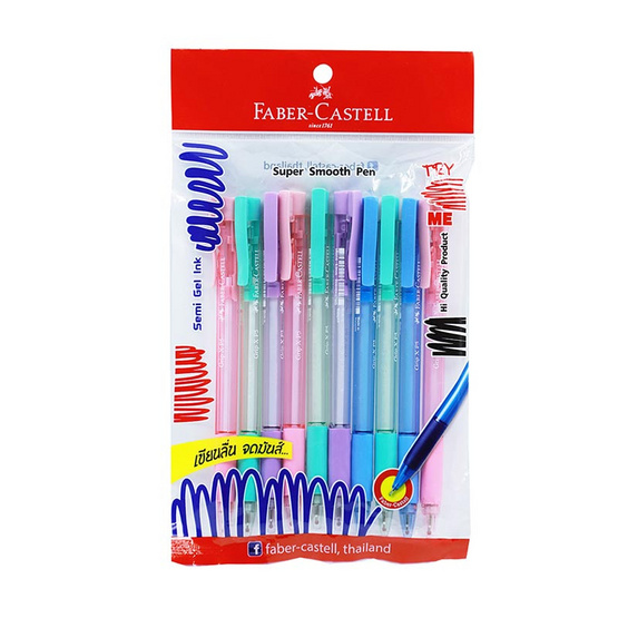 Faber-Castell ปากกา GRIP X5 หมึกน้ำเงิน ด้ามคละสี Pastel (แพ็ก 10 ด้าม)