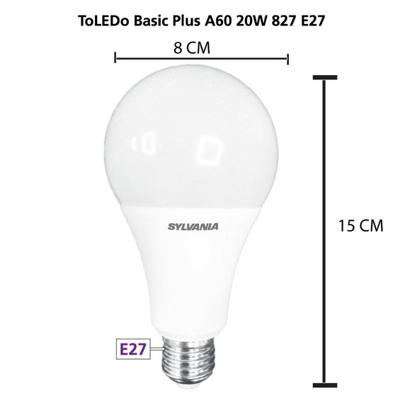 SYLVANIA หลอดไฟ LED ToLEDo Basic Plus A80 20W E27 WW