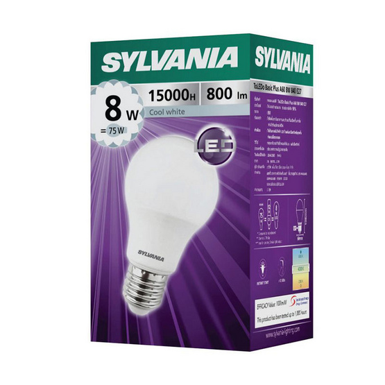 SYLVANIA หลอดไฟ LED ToLEDo Basic Plus A60 8W ขั้ว E27 CW