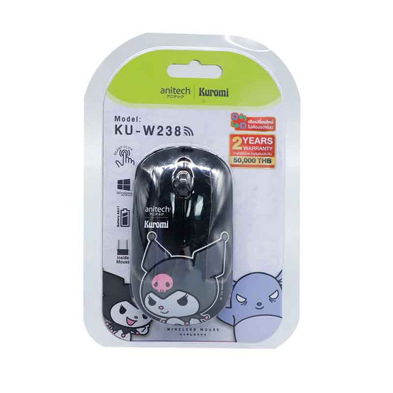 Anitech X Sanrio เมาส์ไร้สาย KU-W238-BK Kuromi