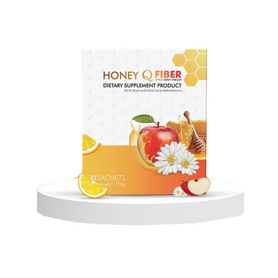 Honey Q ไฟเบอร์ แอปเปิ้ล ไซเดอร์ วิเนก้าร์ บรรจุ 10 ซอง แถมฟรีรีจูร่า 2 ซอง