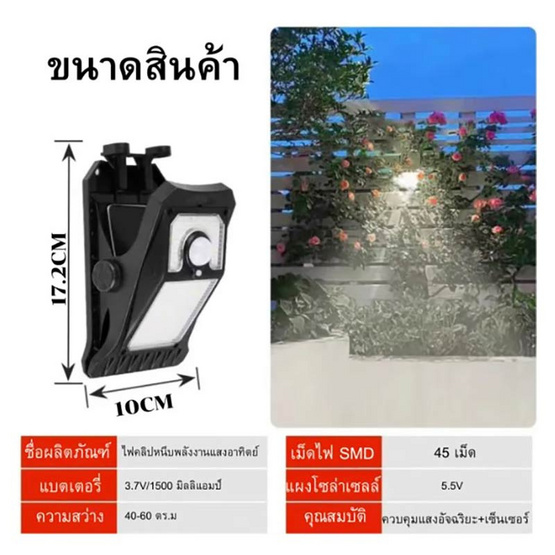 New Solarclip ไฟหนีบไฟแคมป์ปิ้ง