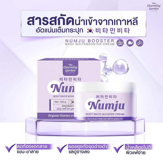 Numju ครีมทาผิวกาย สูตรลดรอยแตกลาย Body White Booster Cream 100 กรัม