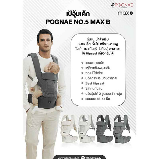 POGNAE เป้อุ้มเด็ก รุ่น No.5 Max B - Denim Beige