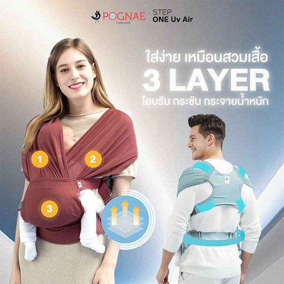 POGNAE เป้อุ้มเด็ก รุ่น Step One UV Air (ผ้าอุ้มเด็กกันเเดดได้) - Camel