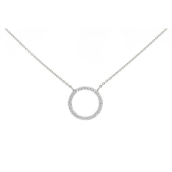 Nakorn Gems สร้อยคอเพชรแท้ธรรมชาติทรงกลมมินิมอล ตัวเรือนทองคำ 14K น้ำหนักเพชร 0.09 กะรัต