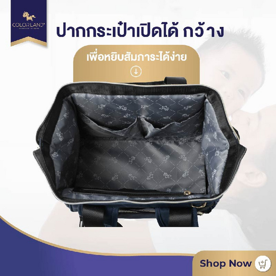 Colorland (BP158) กระเป๋าคุณแม่ พร้อมกระเป๋าอุณหภูมิ ที่ถือแยกอิสระได้ - BLACK