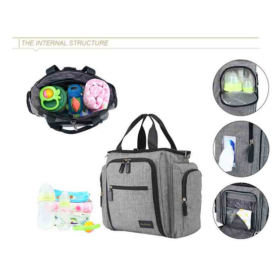 Colorland (TT179) กระเป๋าคุณแม่ Full Function Lightweight Diaper Bag - Heather Grey