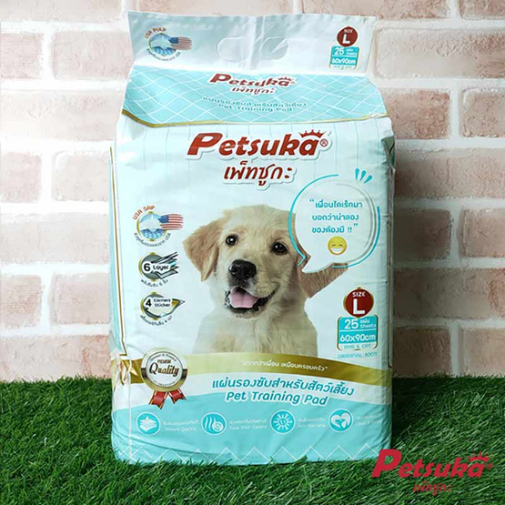 Petsuka แผ่นรองซับรองฉี่สัตว์เลี้ยง ขนาด L 90x60cm จำนวน 25 แผ่น