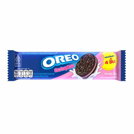 โอรีโอ คุกกี้แซนวิชสอดไส้ครีมสตรอเบอร์รี่ 32.8 กรัม (แพ็ก 12 ชิ้น)